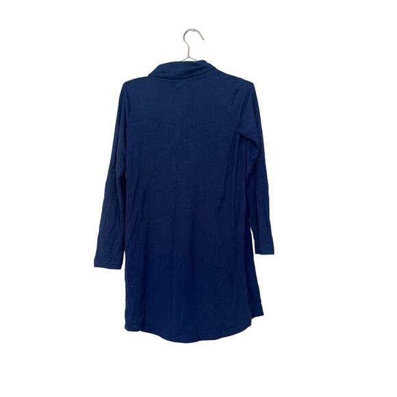 Pure jill Luxe Tencel Cowl Neck Jersey Dress Blue Long Sleeve Pockets size XS - Picture 4 of 6
